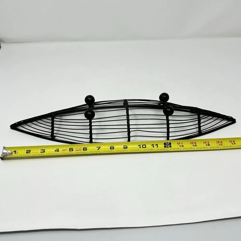 Mid-Century Modern Iron Wire Fruit Basket Canoe Shaped Centerpiece /Catch All